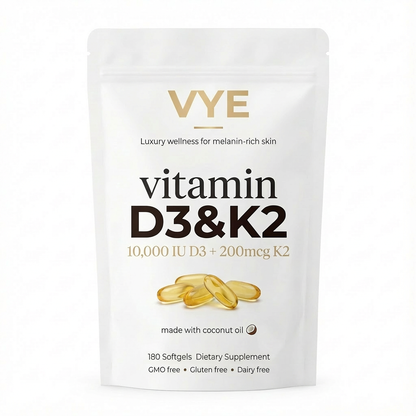 VYE Vitamin D3 + K2 - The Glow Vitamin for Melanin-Rich Skin